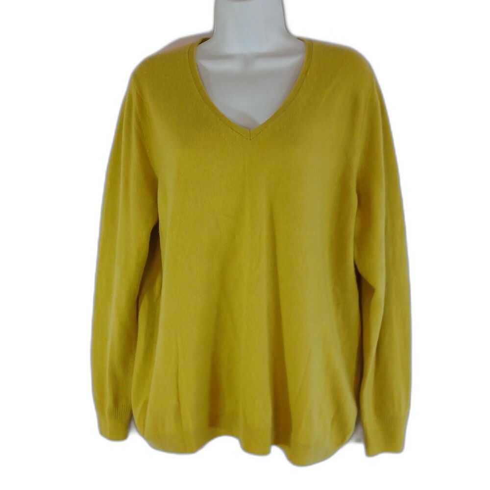 Pure Collection cashmere sweater v neck soft sz 14 preppy casual business